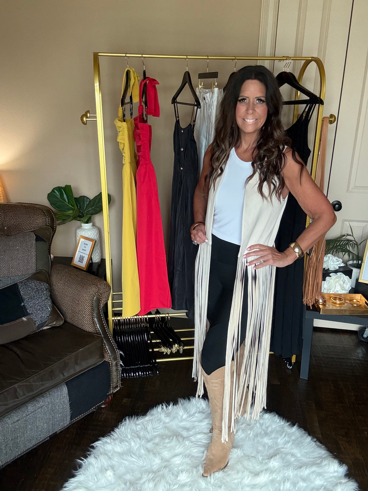 Cream fringe statement vest, additional product photo