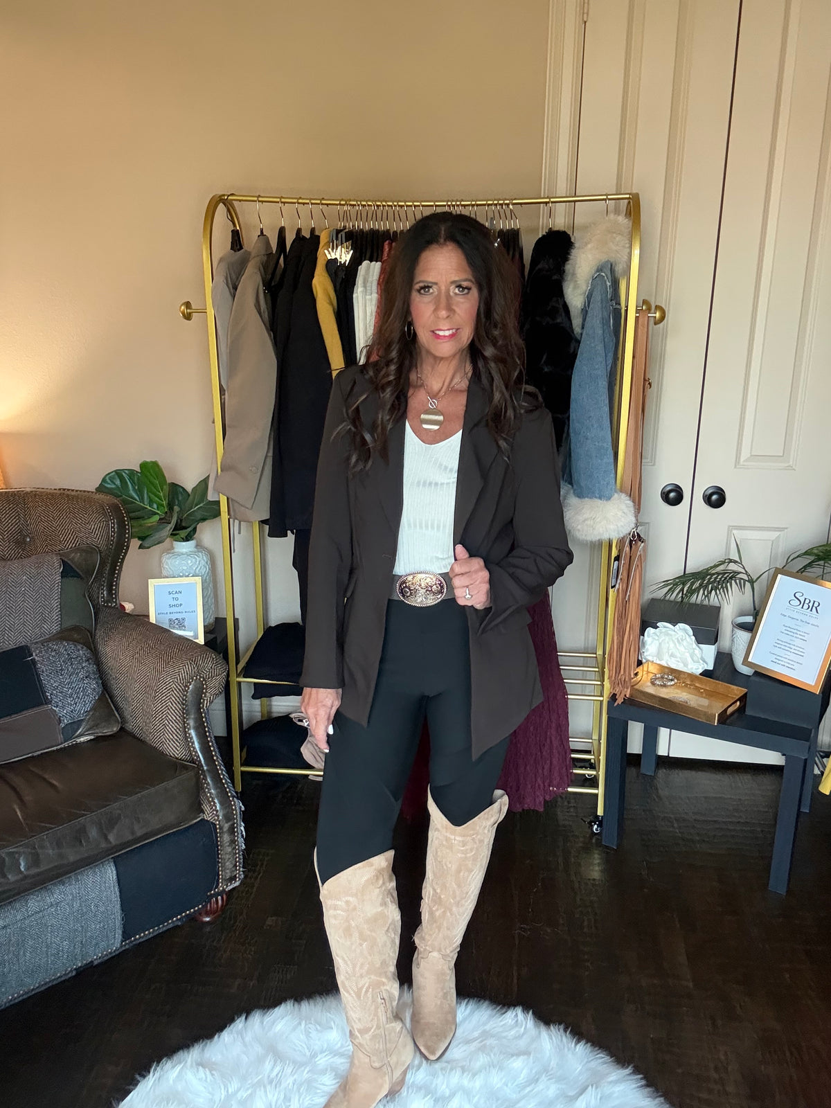Blanc Noir black ribbed leggings, additional view