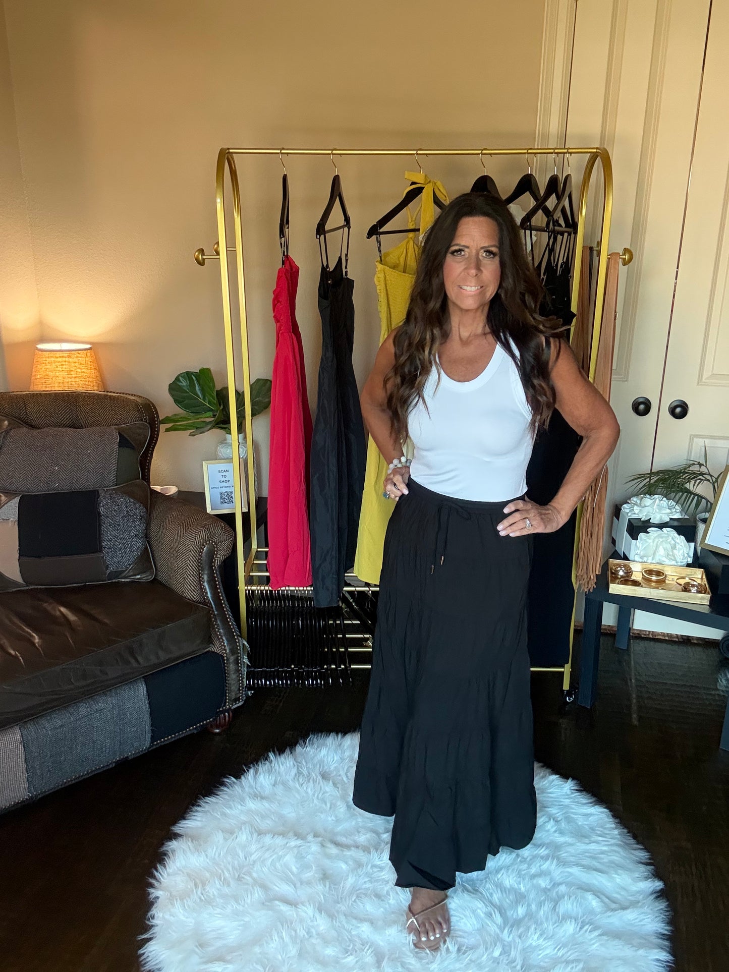 Luna Tiered Maxi Skirt-Black