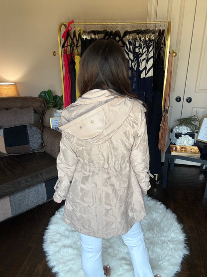 Camo Anorak - Warm  Taupe with Hood-Blanc Noir