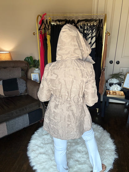 Camo Anorak - Warm  Taupe with Hood-Blanc Noir