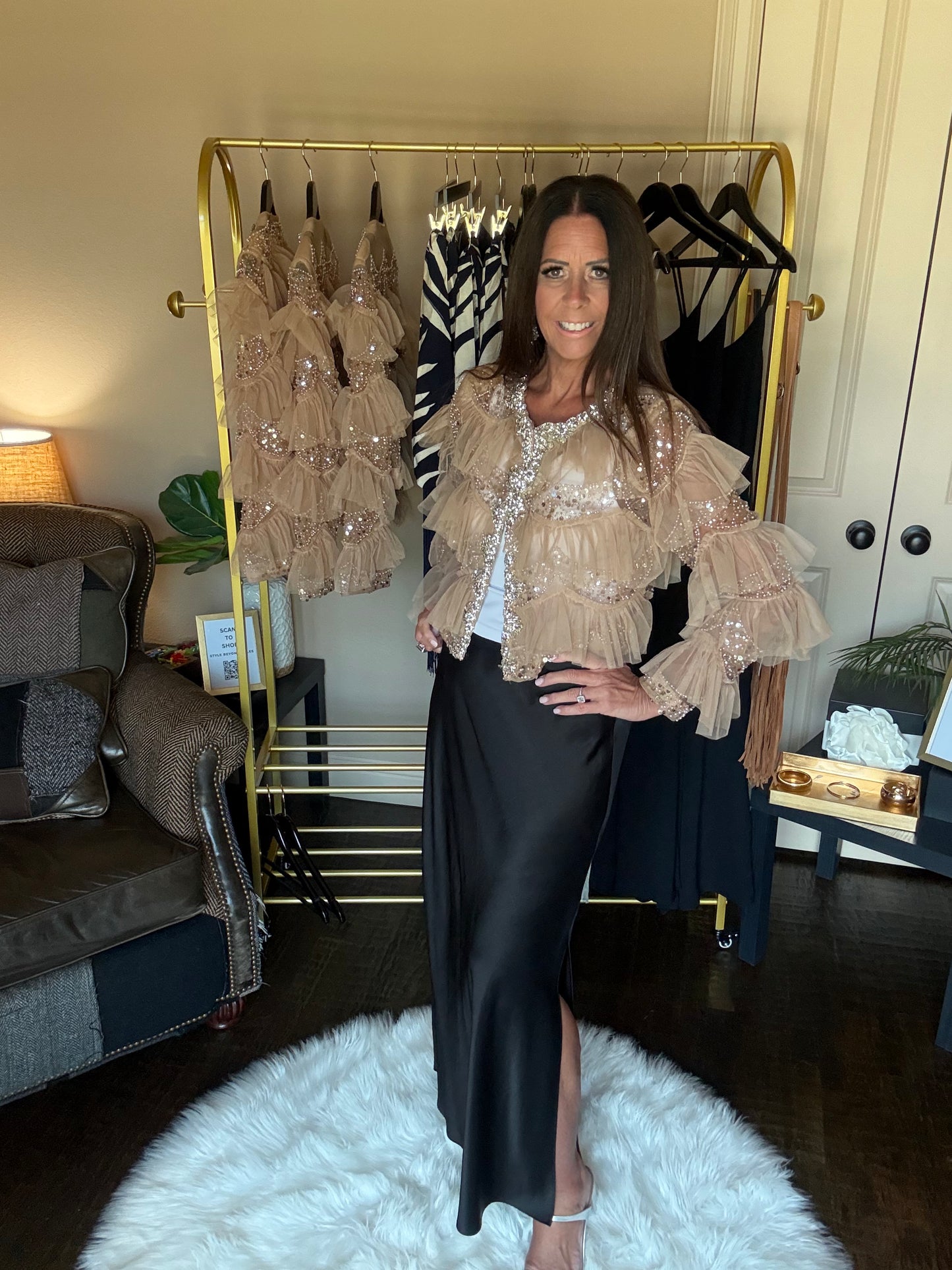 Multi-Embellished Ruffled Jacket
