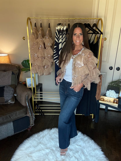 Multi-Embellished Ruffled Jacket