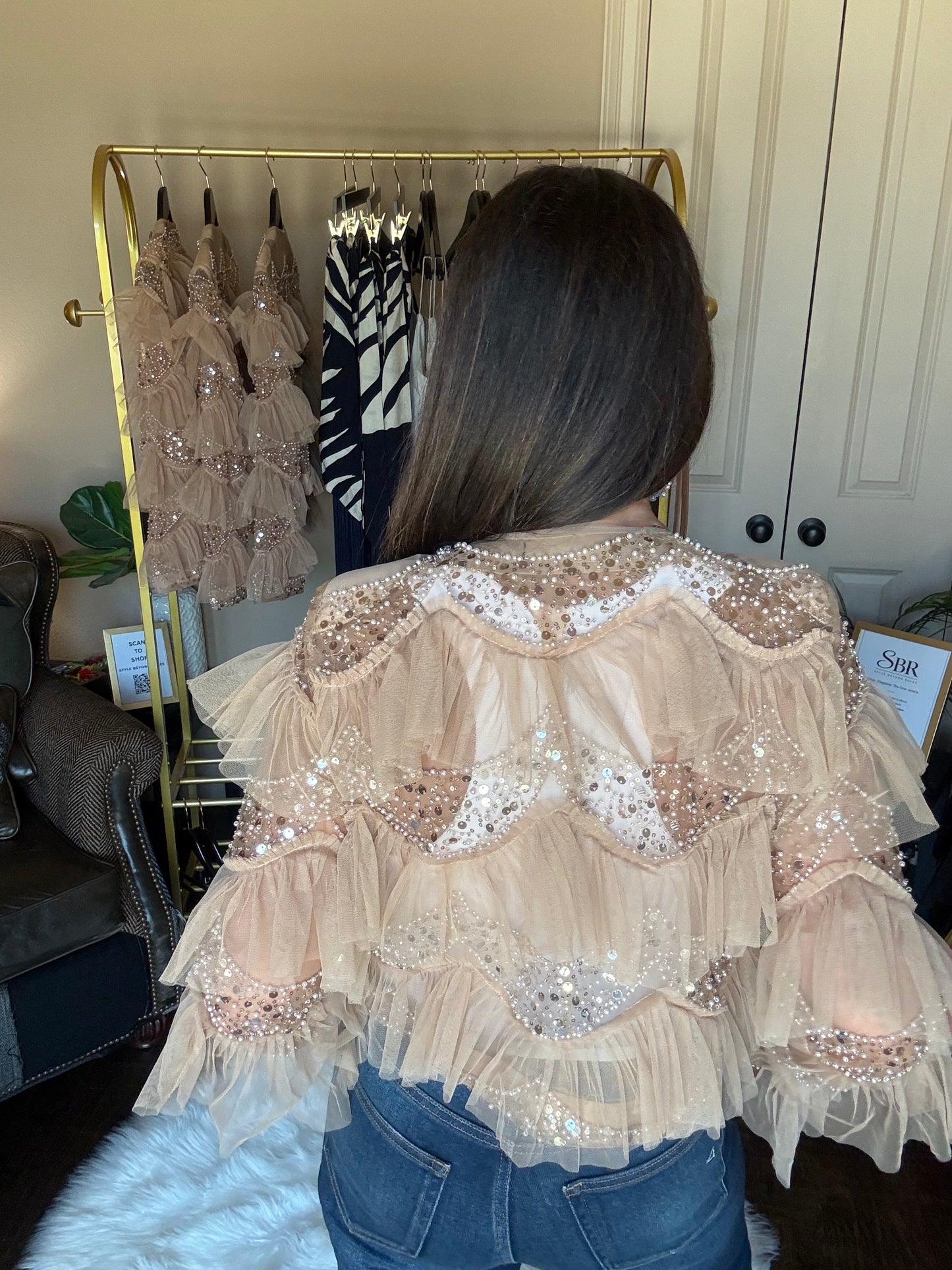 Multi-Embellished Ruffled Jacket