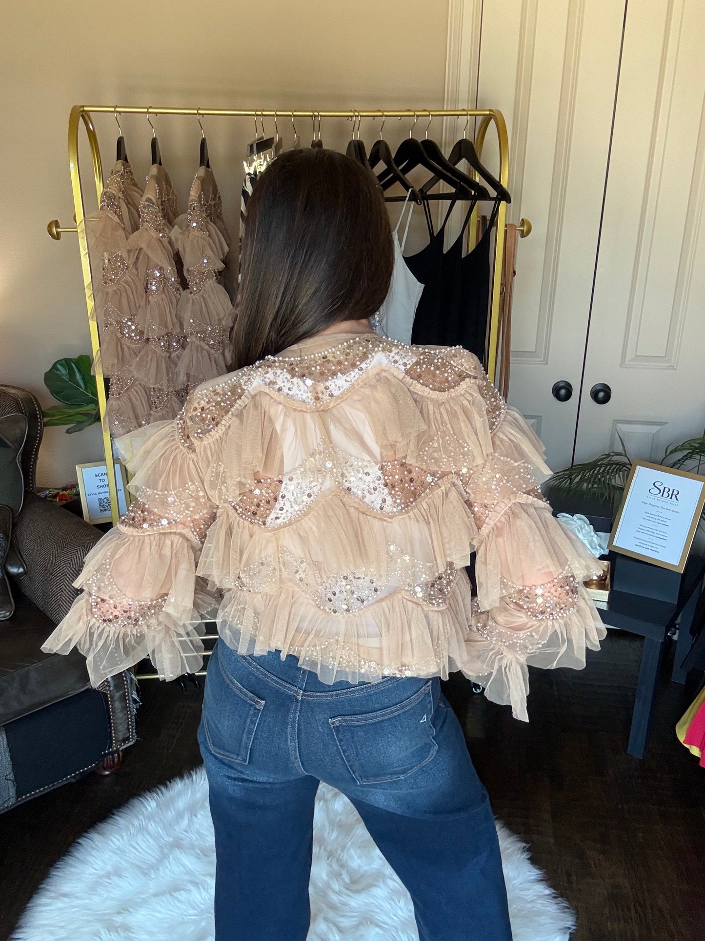Multi-Embellished Ruffled Jacket