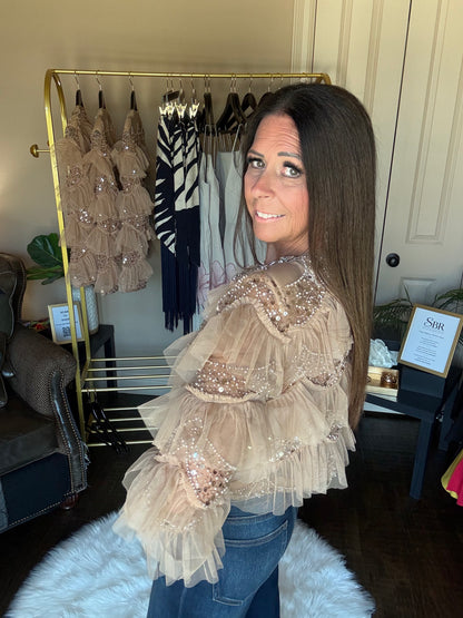 Multi-Embellished Ruffled Jacket