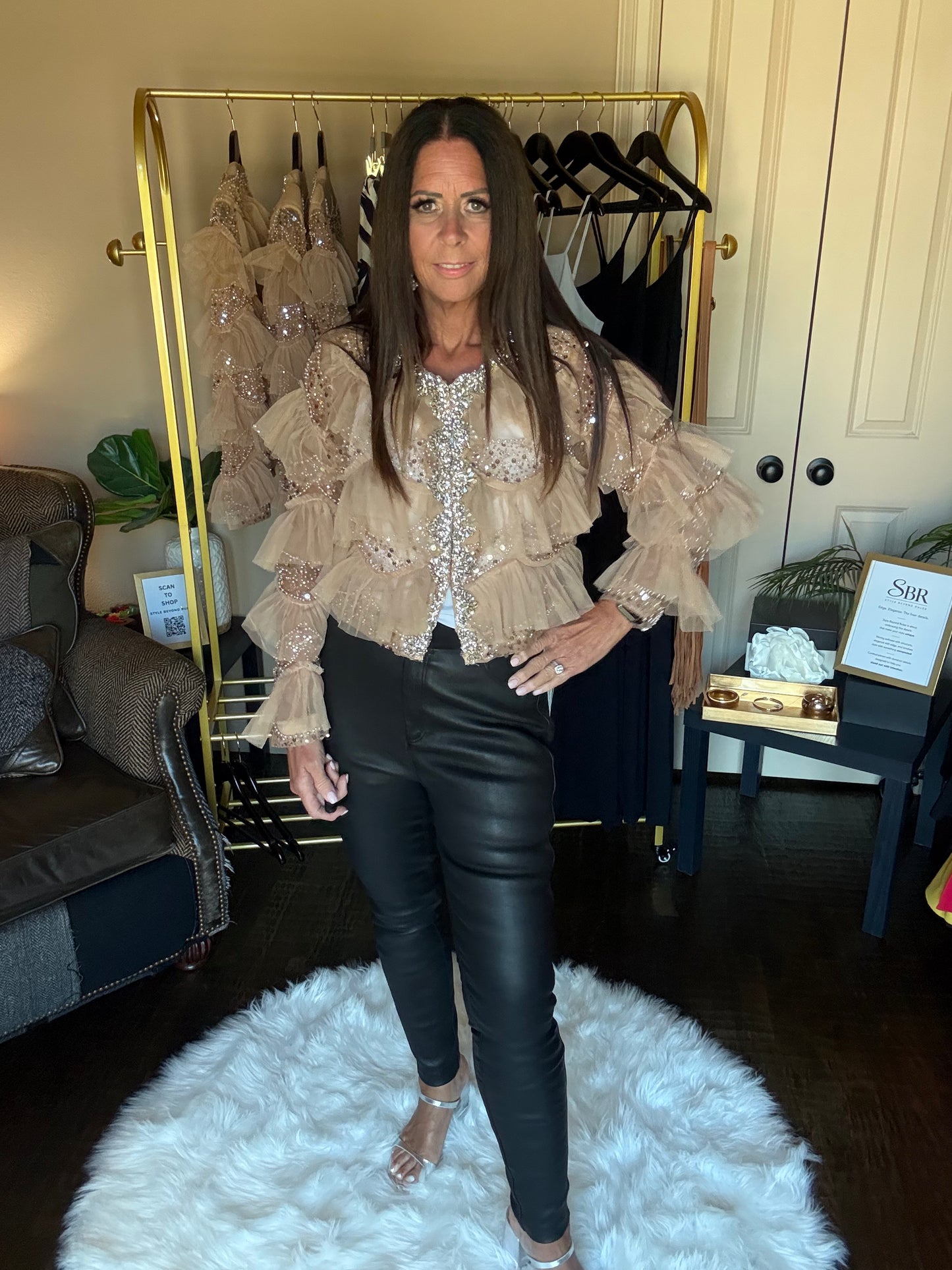 Multi-Embellished Ruffled Jacket