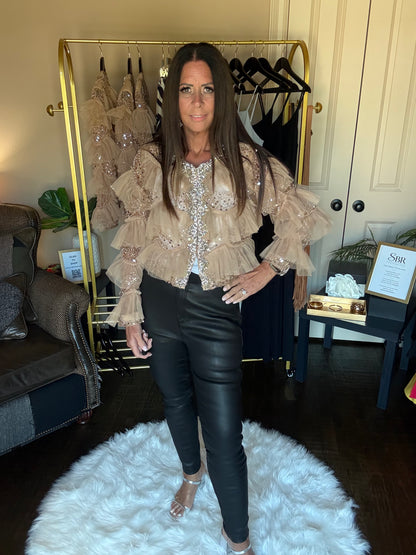 Multi-Embellished Ruffled Jacket