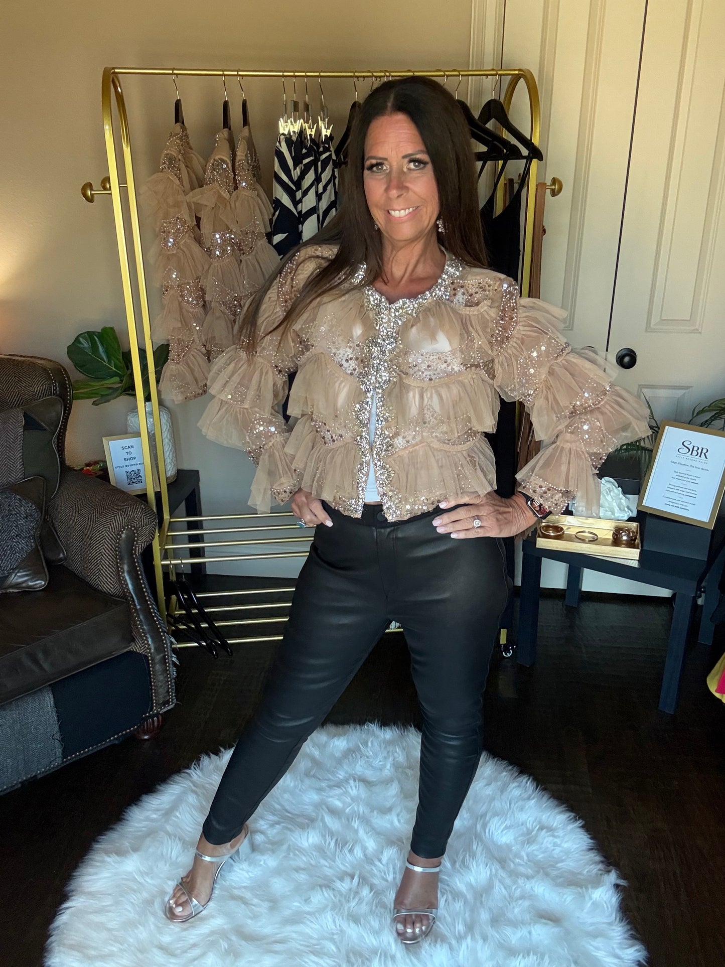 Multi-Embellished Ruffled Jacket