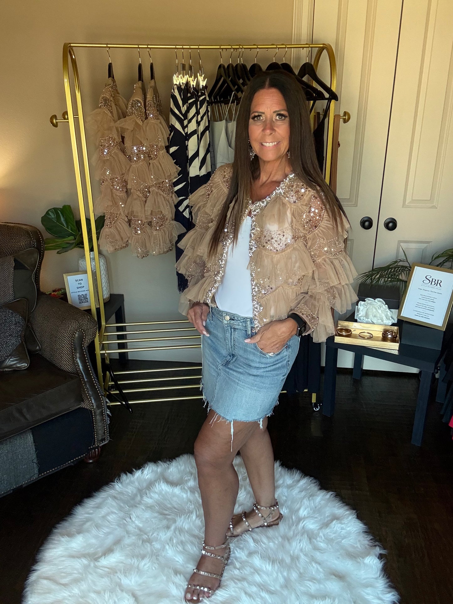 Multi-Embellished Ruffled Jacket
