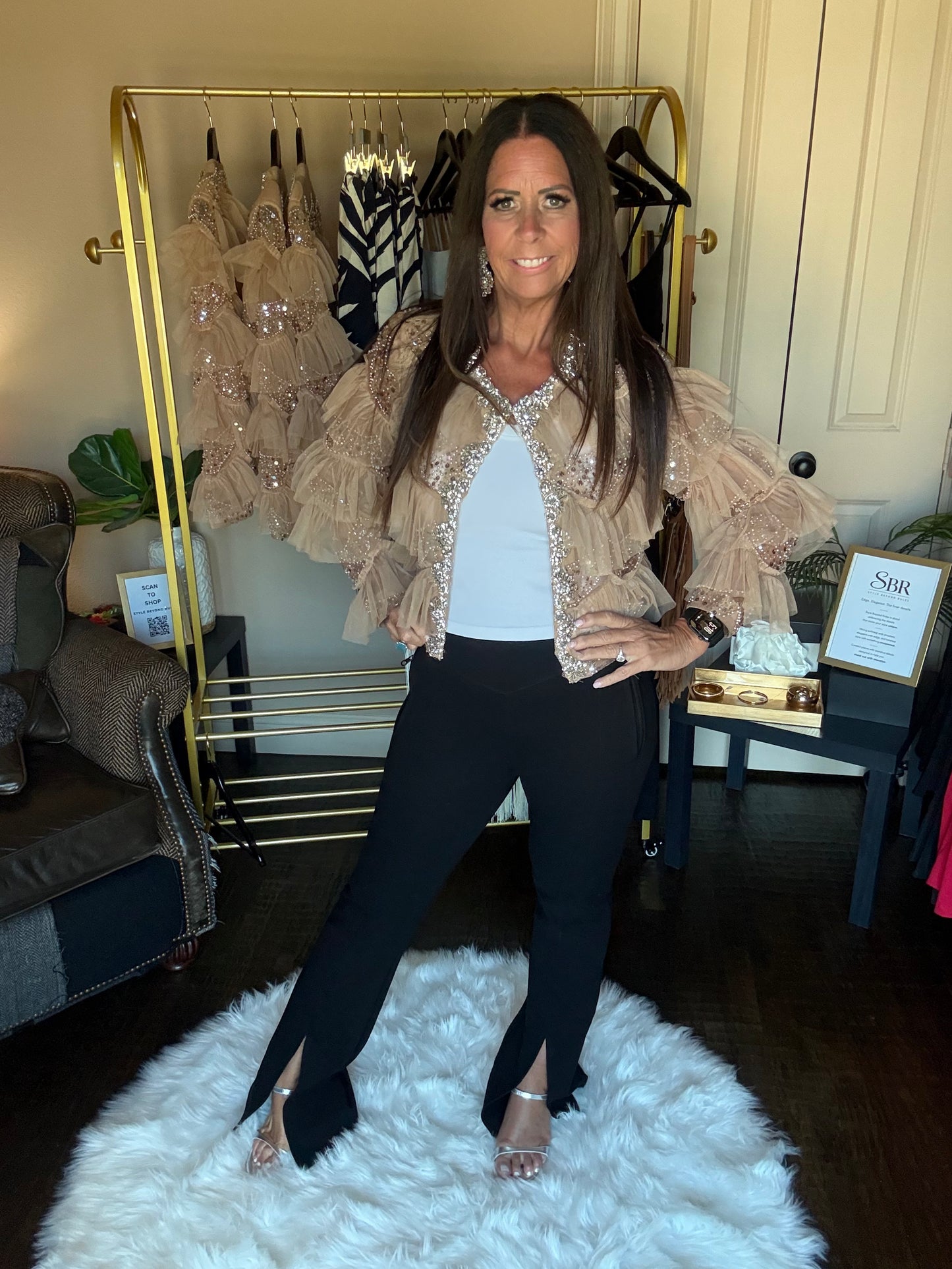 Multi-Embellished Ruffled Jacket