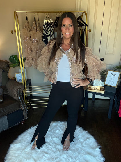 Multi-Embellished Ruffled Jacket