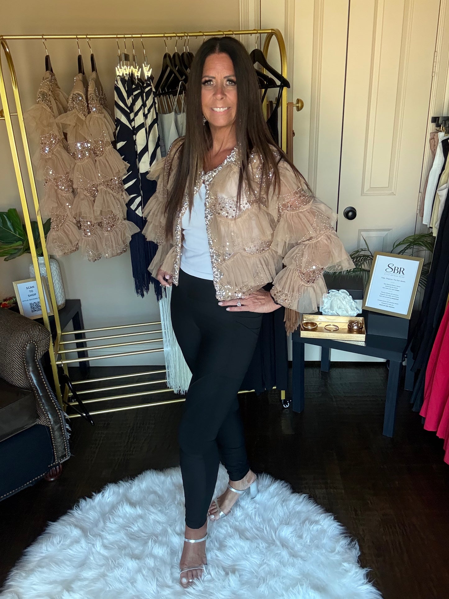 Multi-Embellished Ruffled Jacket