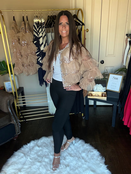 Multi-Embellished Ruffled Jacket