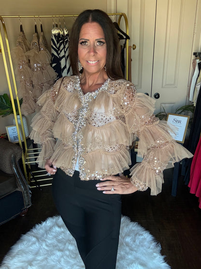 Multi-Embellished Ruffled Jacket