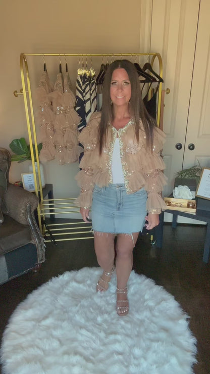 Multi-Embellished Ruffled Jacket