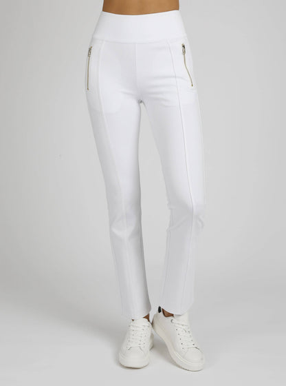 White pants with zippers on a white background
